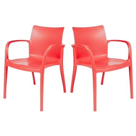 Rainbow Outdoor Pedro Set of 2 Stackable Armchair-Red RBO-PEDRO-RED-AC-SET2